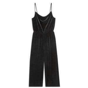 Black, velvet jumpsuit. Size M